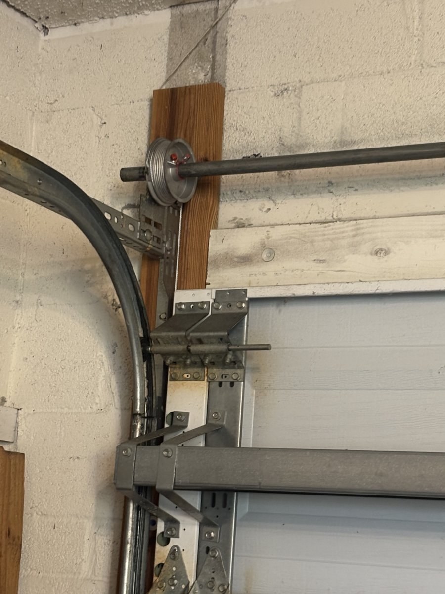 Garage door repair work in progress