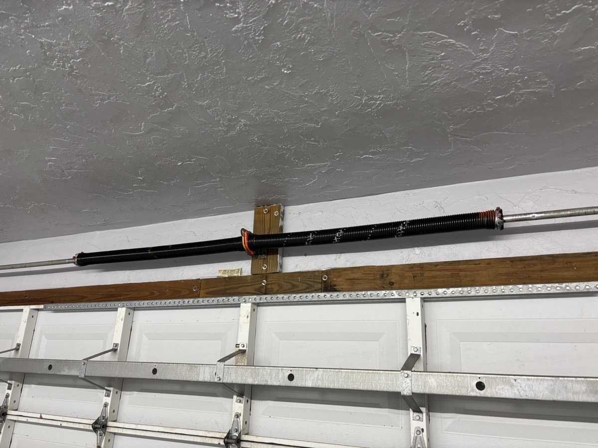 Garage door repair work in progress